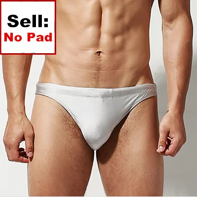 No Pad Light Gray Пуш-ап Pad плавательные мужские трусы Сексуальная Гей одежда для плавания Бикини плавки Мужской купальный костюм Танга купальный костюм шорты Desmiit zwembroek - Цвет: No Pad Light Gray