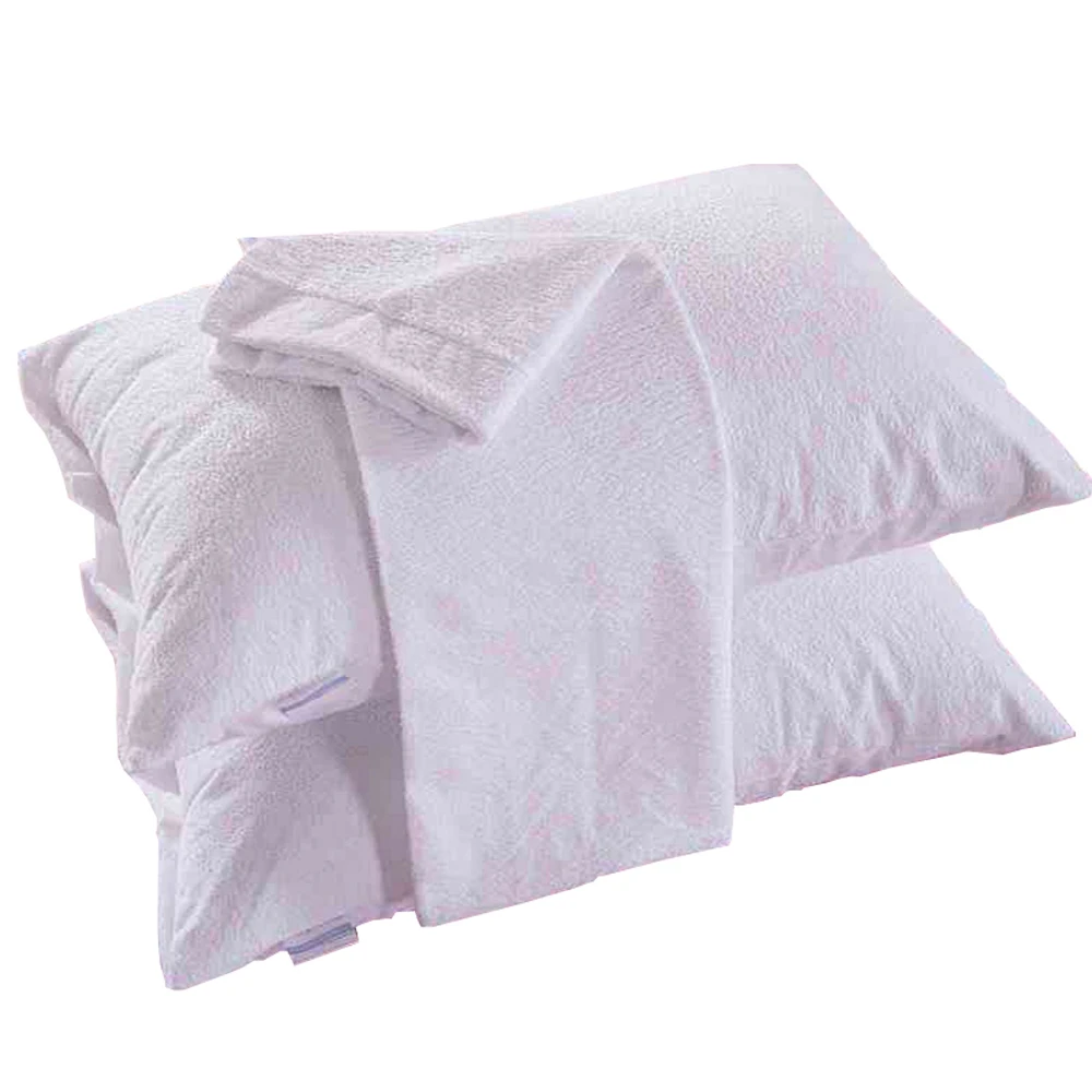 

2 PACK Waterproof Pillow Protector Breathable Soft Pillow Terry Pillow Case White Zippered pillow protector