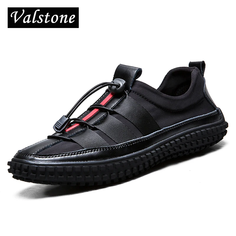

Valstone 2018 NEW Arrival Quality slip on sneakers Men stretch fabric & elastic drawcord Shoes british style flats silver colors