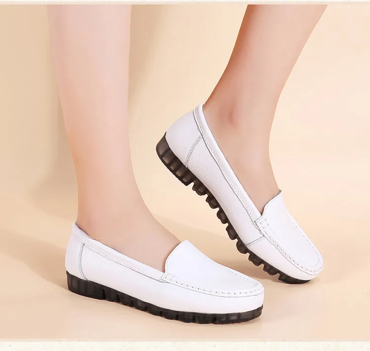 AH 201-2019 Genuine Leather Women Shoes Walking Woman Flats -14