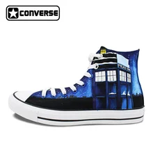 Для женщин Для мужчин ручной росписью обувь Дизайн Galaxy Полиция Box Converse Chuck Taylor холст кроссовки с высоким берцем подарки Подарки