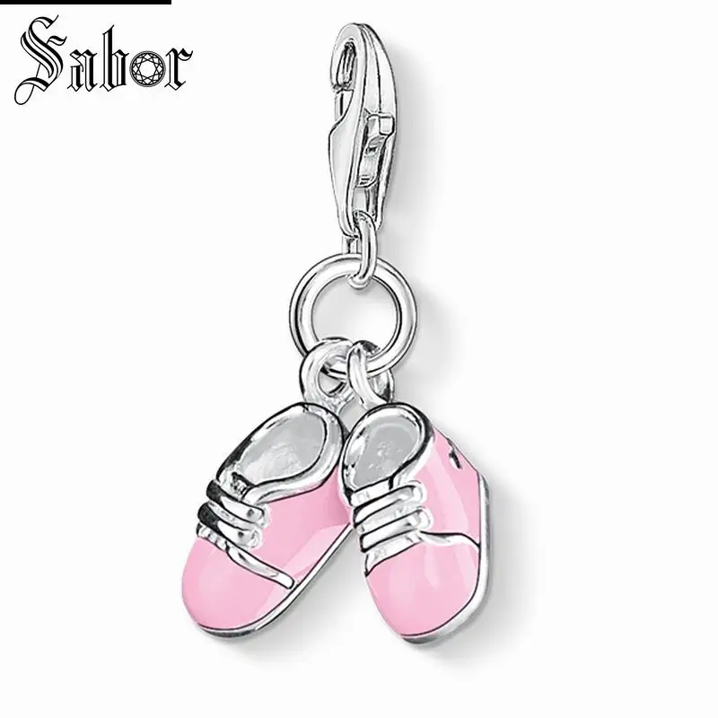 

Pink Baby Shoes Charm,2019 Jewelry For Women Girls,Sweet Gift 925 Sterling Silver Fit Bracelet charms thomas