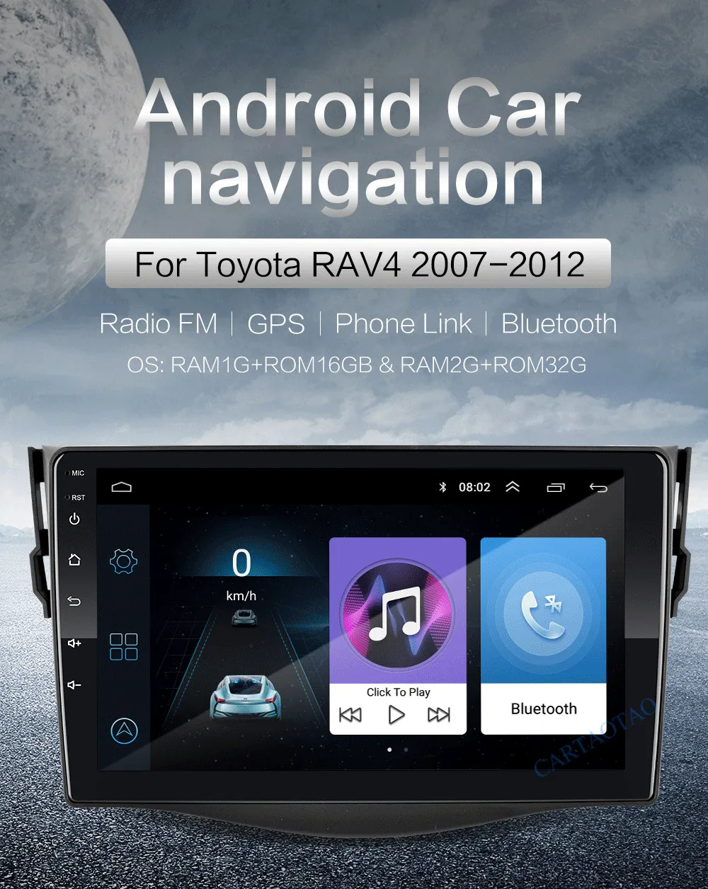 Android 8,1 GO автомобильный dvd-плеер для Toyota RAV 4 2007 2008 2009 2010 2011 2 din Автомобильный радио мультимедиа gps навигация wifi плеер