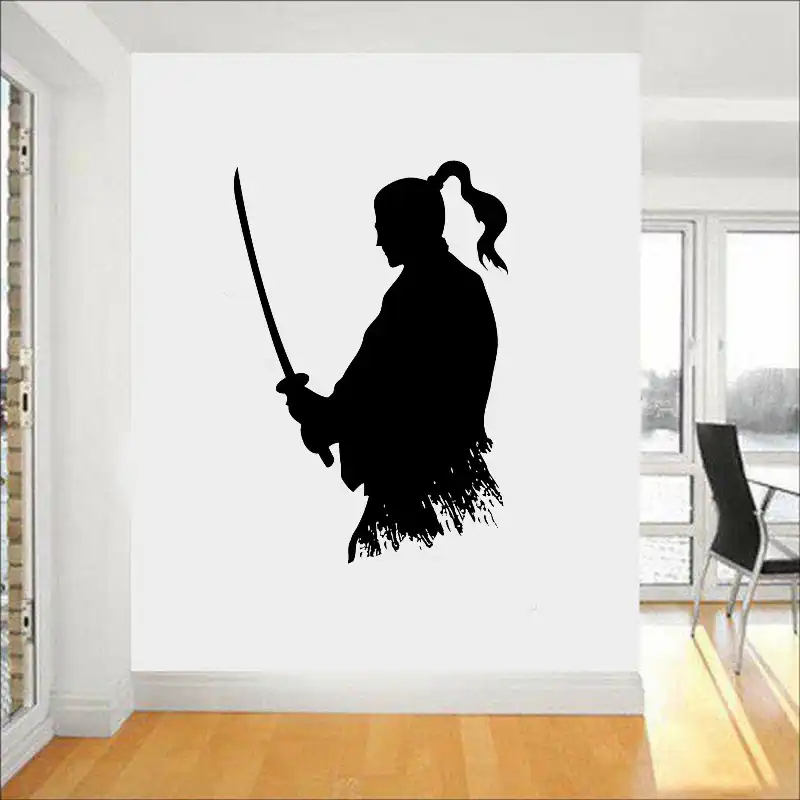 Samurai Katana Pegatina De Vinilo Ninja Decoracion Japonesa Para El Hogar Sala De Estar Ideas Para Arte De Pared Interior Decoracion De Pared Del Dormitorio L237 Decoracion De La Pared Dormitorio Decoracion De La