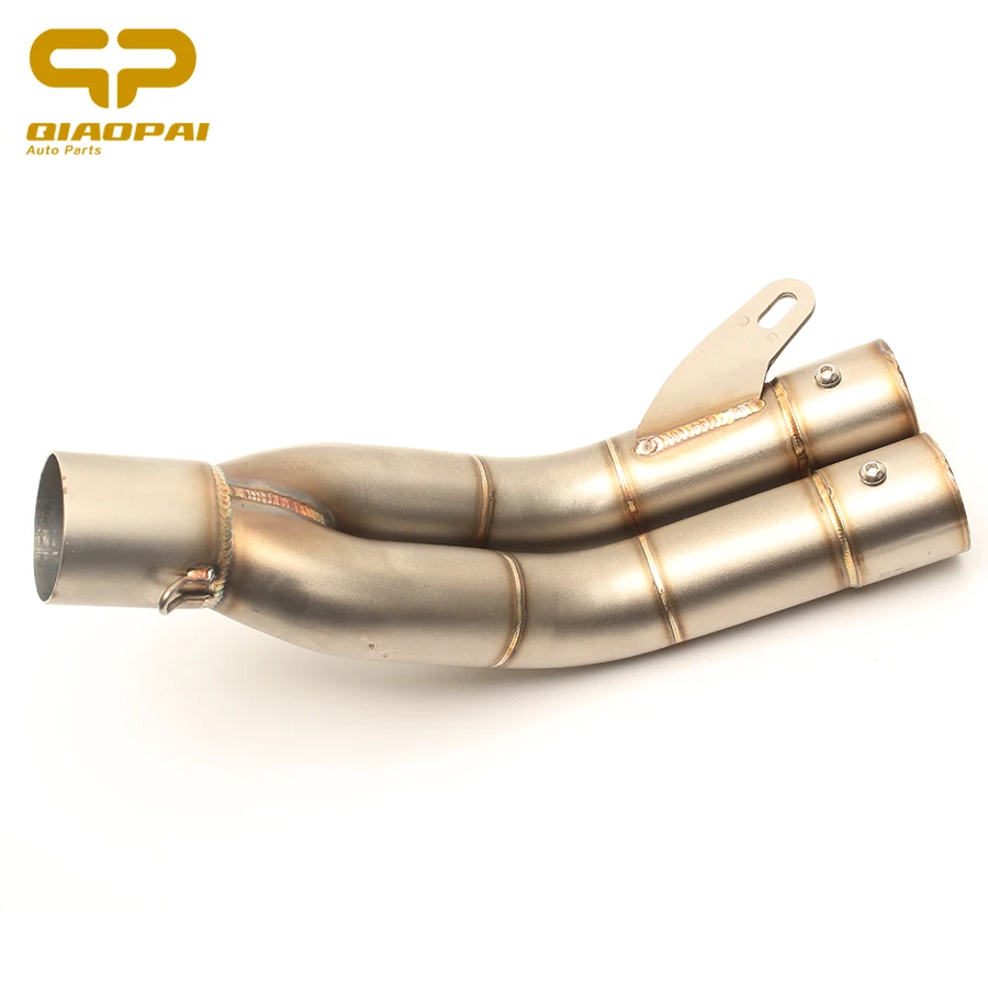 

News 51mm Universal Modified Exhaust Middle Pipe Muffler Escape Moto Stainless Steel Double Outlet Link Pipe For Kawaski Z800