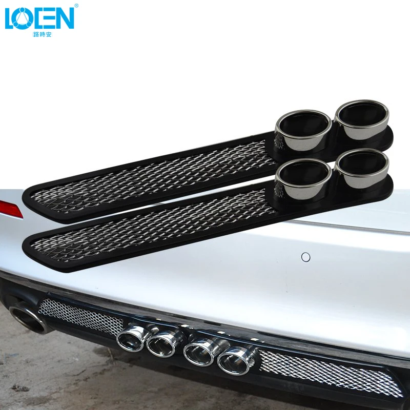 

2PCS Auto Decorative Sticker ABS Simulation Grid False Vent Double Exhaust Pipe Modeling Head/Tail Bumper Stickers Car Styling