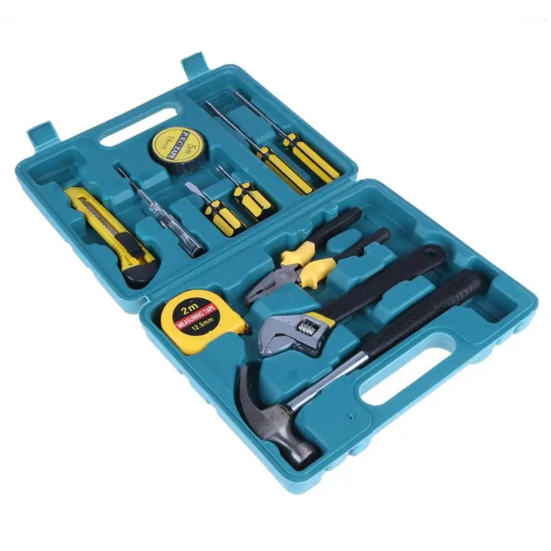 

12pcs Set Multifunction Auto Car Repair Tool Household Hand Tools Kit Hardware Kit Hammer Wrench Cutting Pliers Measuring Tape