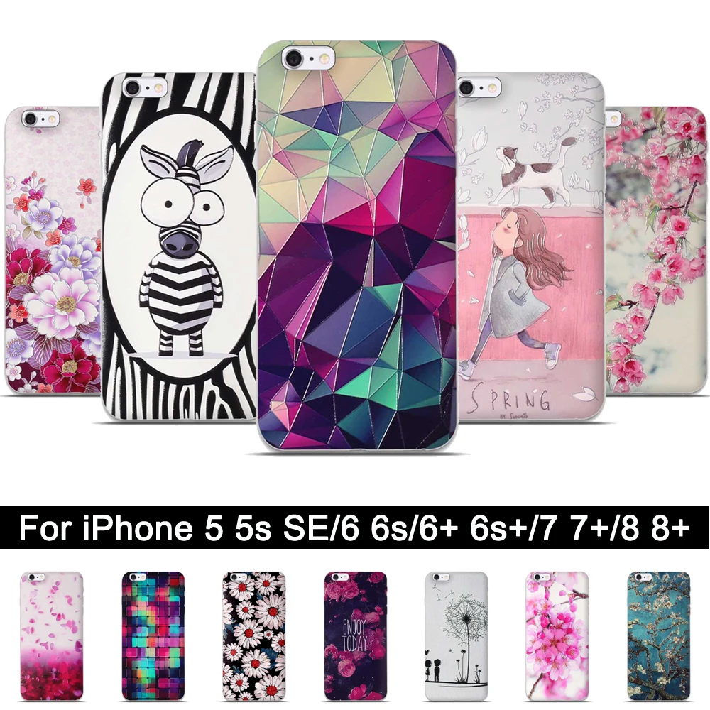 

Soft TPU Cover For iPhone 6 6s 6Plus 6s Plus Silicone Back Case For iPhone 5 5s SE Fundas For iPhone 7 8 7Plus 8Plus Shells bags