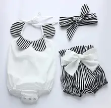 Ins Hot Baby Girls Striped Rompers Kids Girs Leopard Floral Cotton Romper with Headbands with Bow Short Pants 2016 Kids Romper