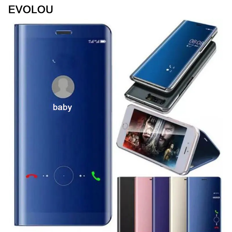 Зеркальный смарт чехол для Huawei Nova 3i 3E 2i кожаный флип Y5 Y6 Prime 2018 Honor 7A Pro 7C Play