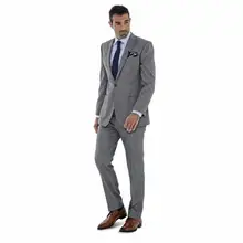 Slim Fit One Button Groom Tuxedos Groomsman Best Man Party Men Light Gray Suits Linen Beach Suits Men’s Business Formal Wear