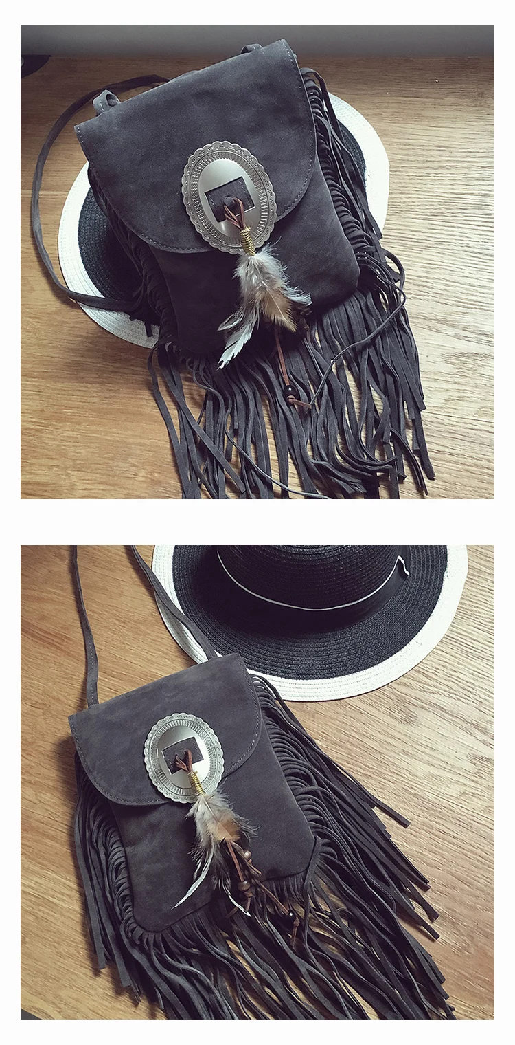 Female Small suede Bag Brown Beaded Feathers Hippie American Indian Tribal Bohemian Boho Chic Ibiza Style Pouch Bag (5)