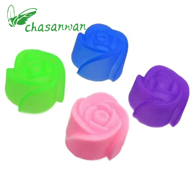 10 unids Rose silicona molde DIY muffin cookie Cup Cake molde para hornear pasteles Herramientas formas para Jabones torta cocina. Q