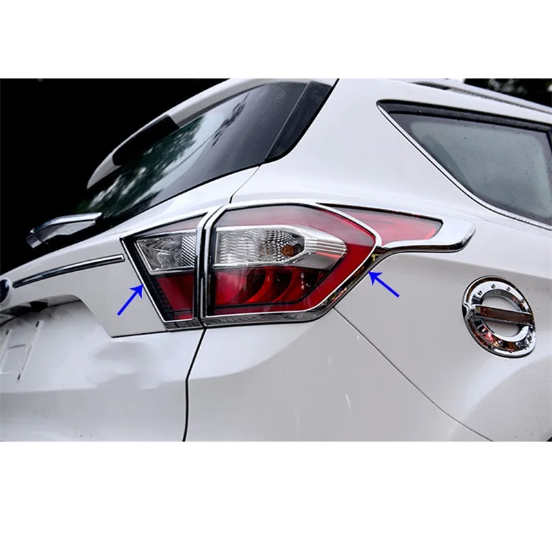 For-Ford-Kuga-2017-2018-2019-car-detector-ABS-Chrome-cover-trim-back-tail-rear-light