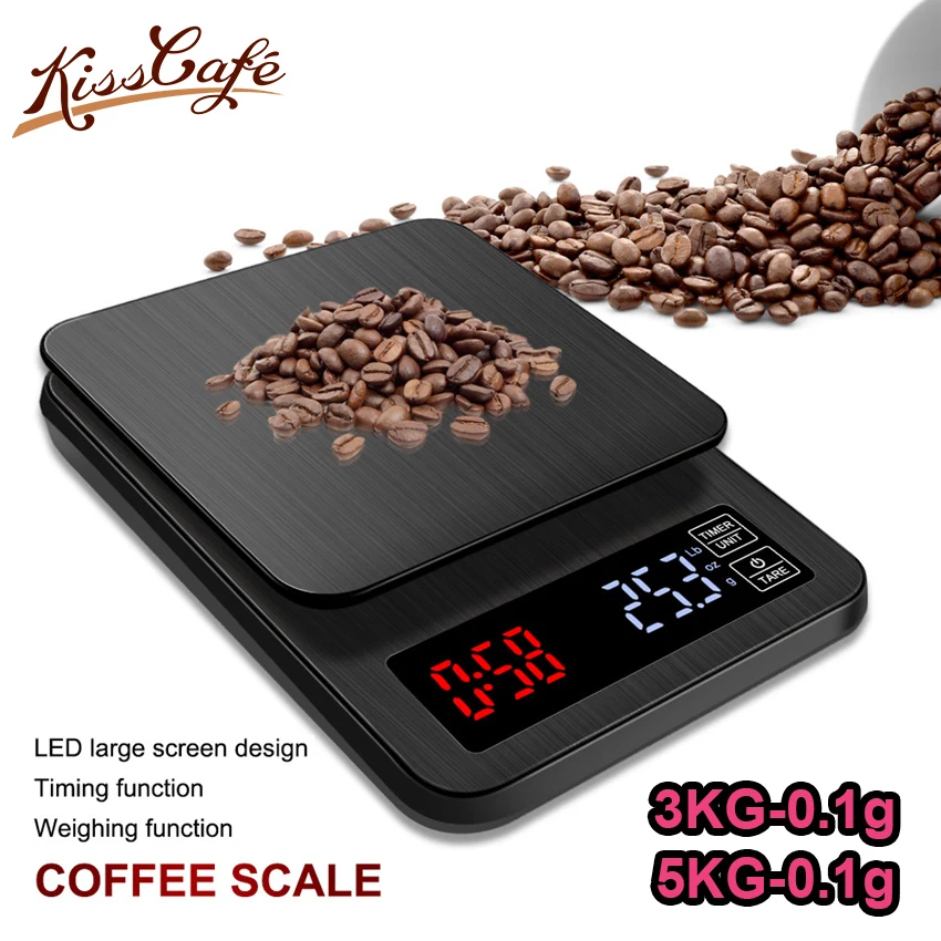 

3/5KG Household Electric Scale Portable Drip Coffee Scale with Timer Electronic Weighing Bar Kitchen High Precision LCD