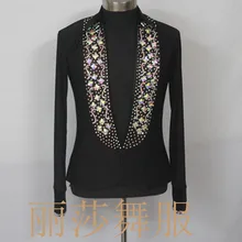 Настроить Национальный Стандартный танец новая латинская Мужская рубашка высокого качества горный хрусталь