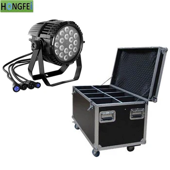 

8pcs/18X12W Waterproof LED PAR light+Flight Case rgbw 4in1 DMX512 professional DJ equipment DJ lights