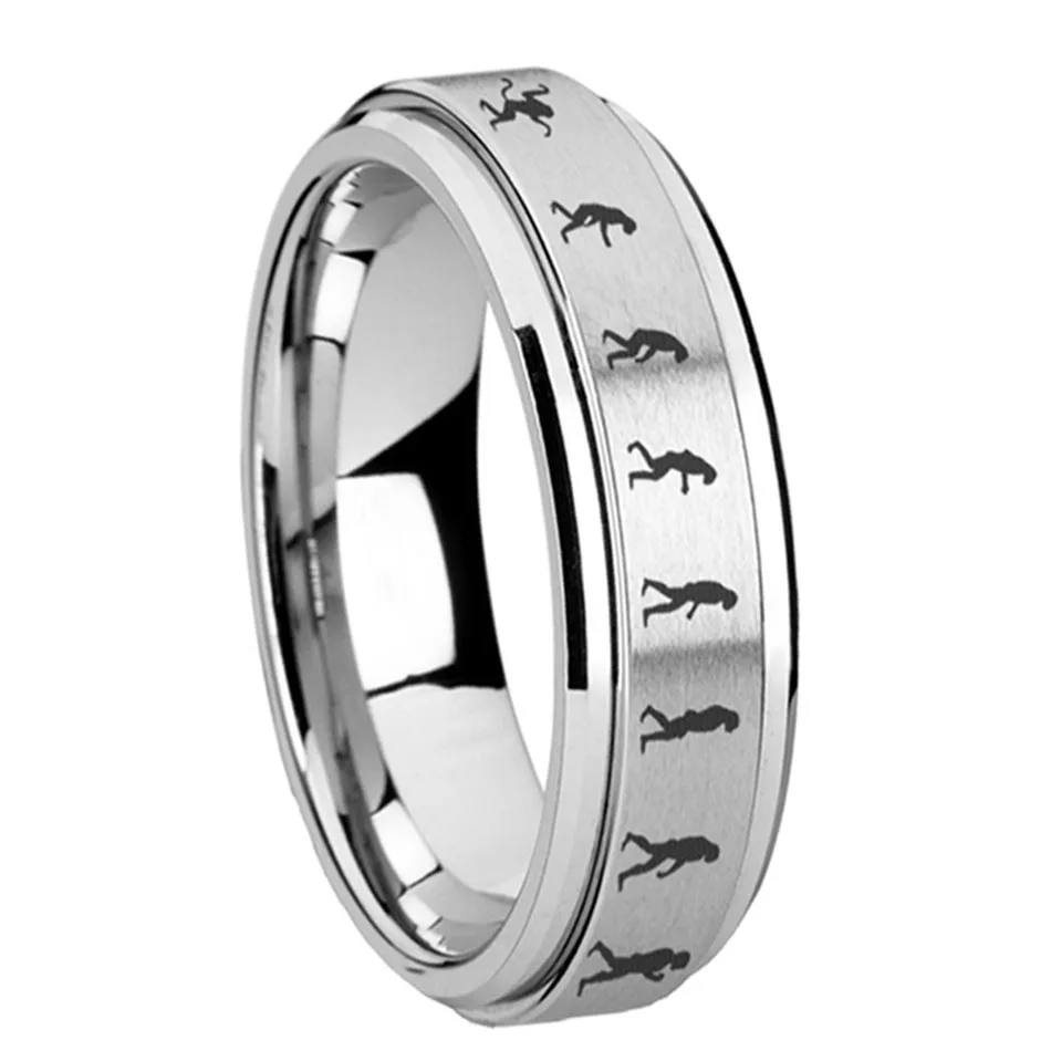 Liumo Trendy Human Evolution Pattern Spinner Rotate Men Stainless Steel Personality Statement Ring Lr676