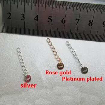 

5pcs 925 Silver Extension Tail Chains With Round Tag For Necklace Bracelets DIY Handmade jewelry findings(Can be lettering)