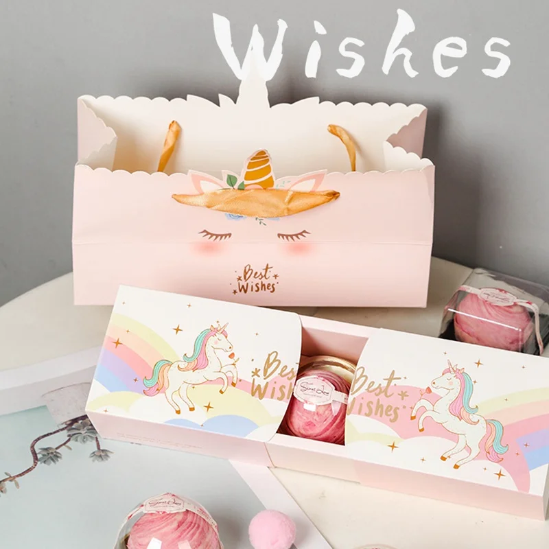 

Unicorn Party Paper Box and Paper Bag Birthday Party Boxes Packaging for Cake Cookie Candy Gift Boxes Gift Bag