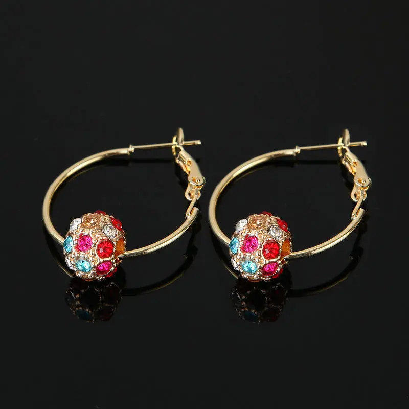 

Fashion Austrian Crystal Ball Gold Colorful Earrings High Quality Earrings For Woman Wedding Jewelry Boucle D'oreille Femme