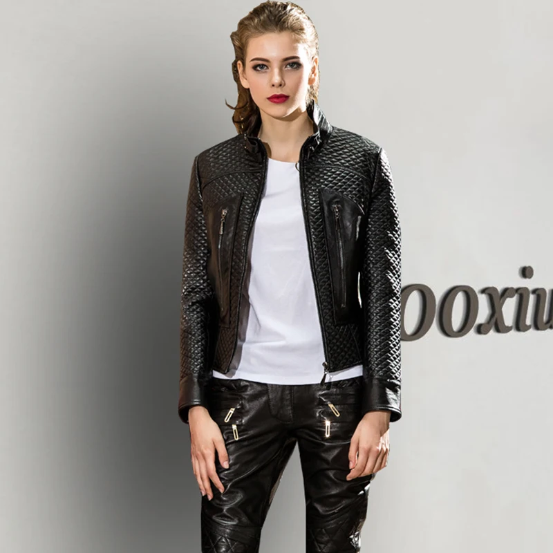 Mouton Black Automne Printemps 2018 Mujer Chaqueta Fit Court Peau Femmes En Manteau Zt525 Vêtements Élégant Coréen Véritable Manteaux Slim Veste Cuir De a1qra0x