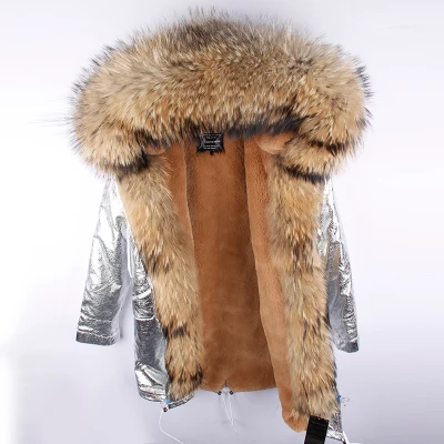 Для женщин Зимняя парка с меховым капюшоном зимняя куртка женские парки натуральной пальто с мехом для женщин толстые мягкие внутри Abrigos де Piel Mujer - Цвет: color 27 long