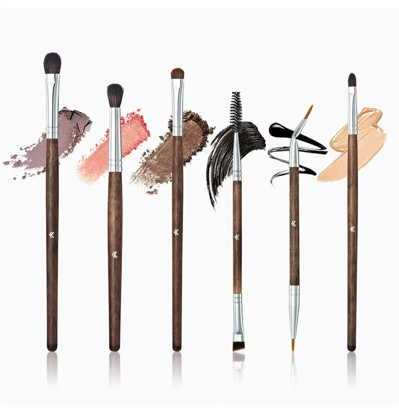 

HUAMIANLI 6pcs/4pcs Professional Makeup Brush Brown Angled Multi Function Cosmetic Face Contour Powder Ultra Soft Wool Hair