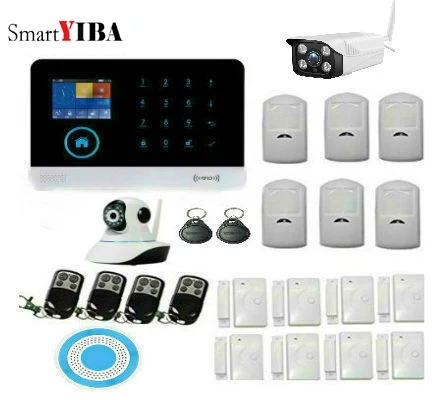 SmartYIBA WiFi 3G WCDMA Alarm System Sensor kit English Spansih Russian Smart Home WIFI GSM Burglar Alarm with Outdoor IP Camera SmartYIBA WiFi 3G WCDMA Alarm System Sensor kit English Spansih Russian Smart Home WIFI GSM Burglar Alarm with Outdoor IP Camera