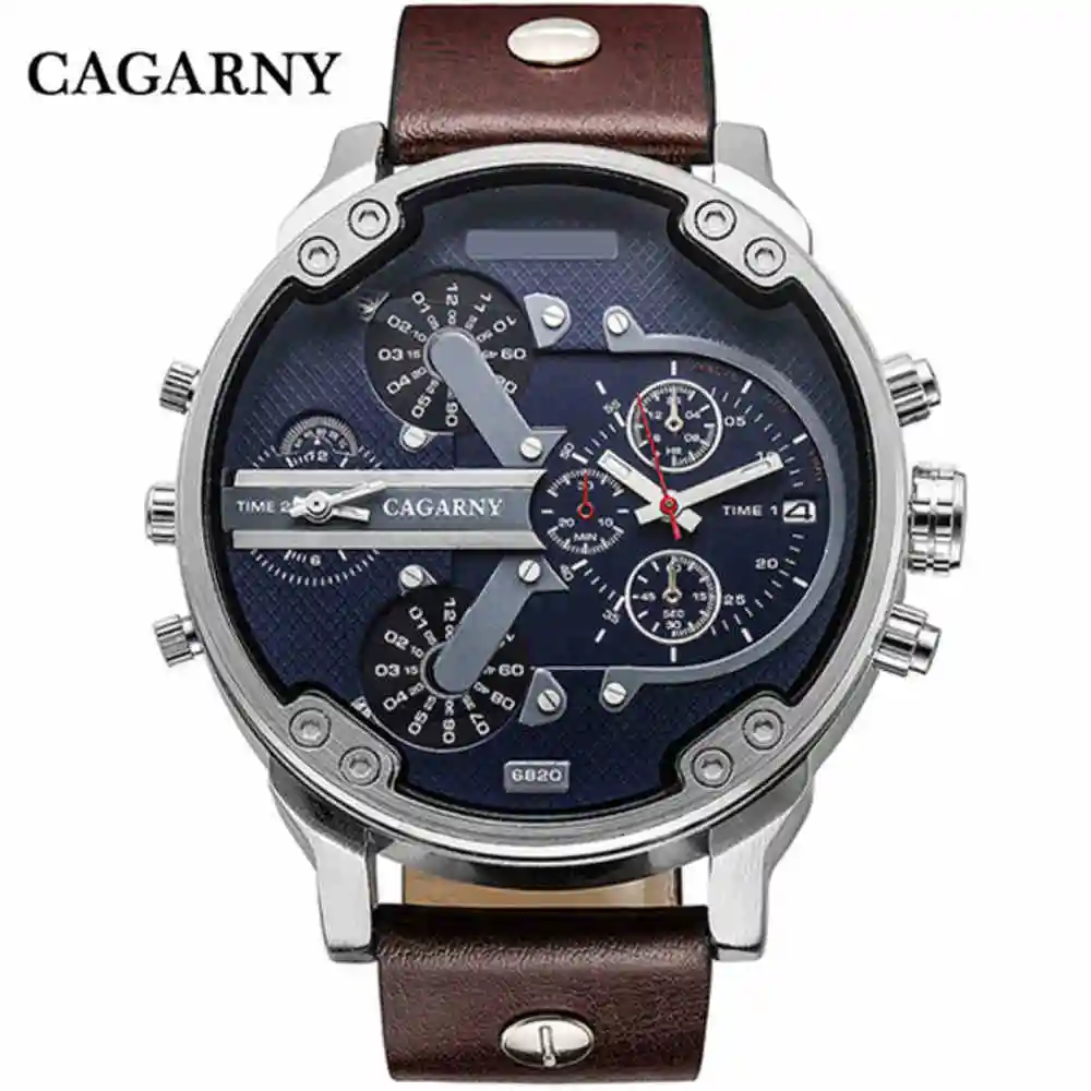 

Luxury Brand Men Quartz Watch Dual Movement CAGARNY Man Waterproof Outdoor Sport Military Calendar WristWatch relogio masculino