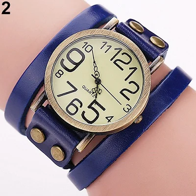 Women Men Retro Punk Rock Faux Leather Winding Bracelet Wrist Watch Jewelry Store 51 Women Men Retro Punk Rock Faux Leather Winding Bracelet Wrist Watch Jewelry Store 51