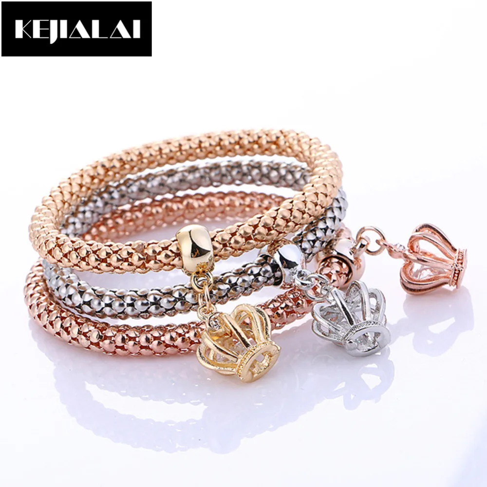 

3pcs/set Gold-color Chain Mixed Style Charm Bracelet Multilayer Bangle for Women Pave Rhinestone Crystal Elephant/Skull/Hand/Owl