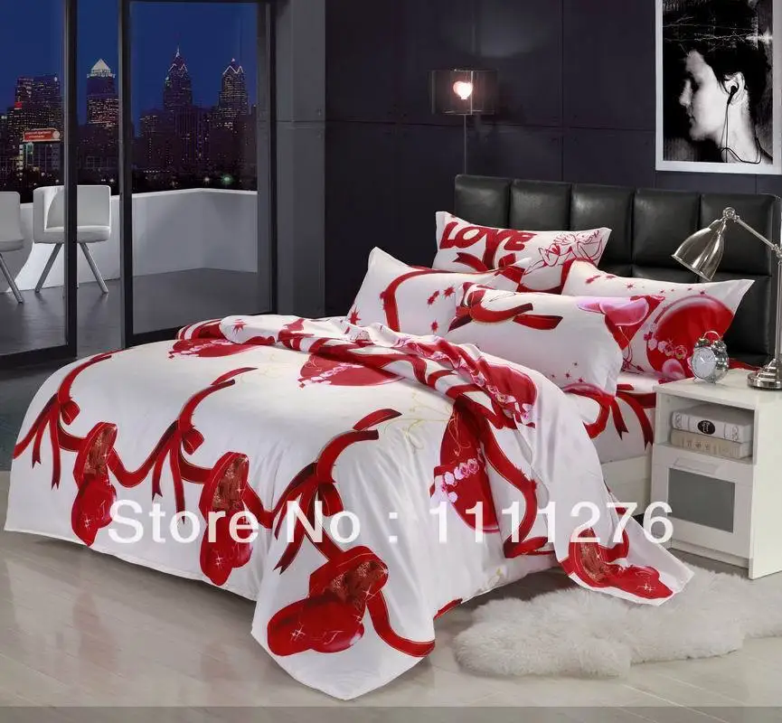 Love Valentine's Day Gift 4pcs 3d Bedding Set Bed Sets Comforter Duvet