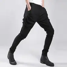 Большие размеры, весенние и летние повседневные корейские модные хип-хоп Черные Мужские штаны с карманами и пуговицами/M-3XL