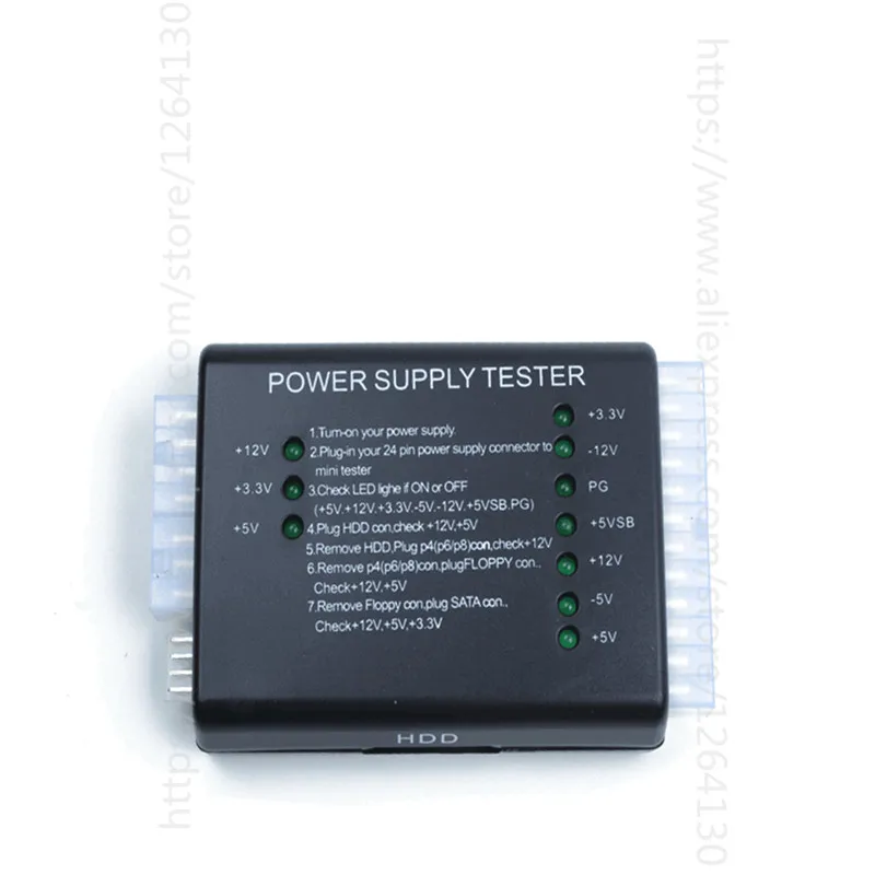 

20/24 Pin PSU ATX SATA HDD Power Supply Tester Checker Meter LED Diagnostic Tool Testing PC Computer 12V 5V 3.3V