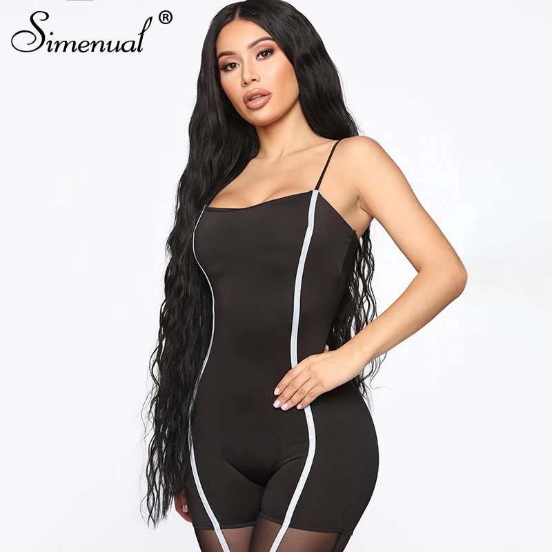 Simenual Fitness Patchwork Strap Rompers Womens Jumpsuit Sporty Workout Active Wear Casual Sleeveless Backless Bodysuits Fashion Simenual Fitness Patchwork Strap Rompers Womens Jumpsuit Sporty Workout Active Wear Casual Sleeveless Backless Bodysuits Fashion