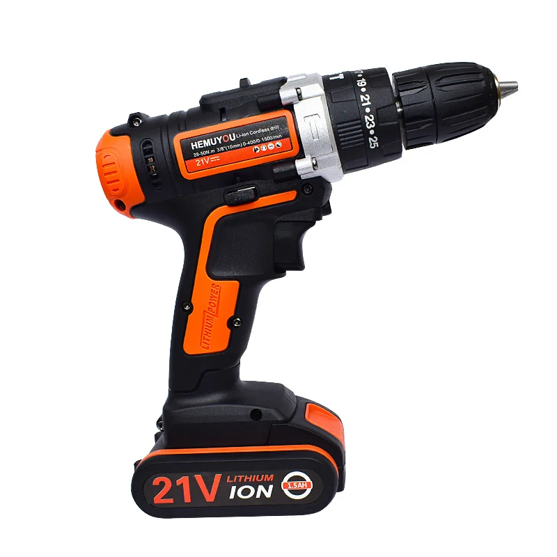 21V cordless electric screwdriver hand-held electric drill impact drill lithium ion battery10mm 2 speed + smart battery display 21V cordless electric screwdriver hand-held electric drill impact drill lithium ion battery10mm 2 speed + smart battery display