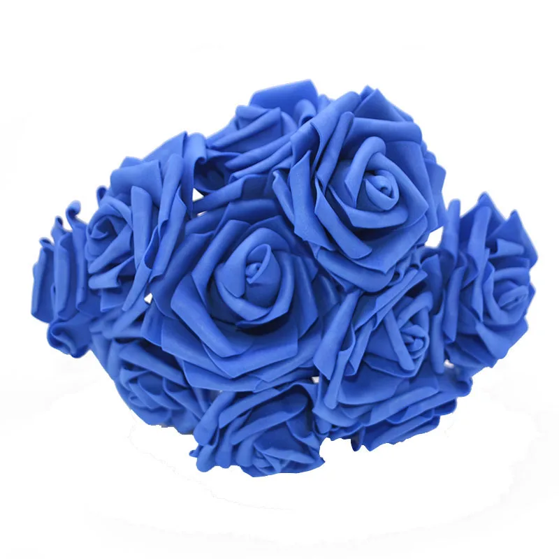 8 см цветок Искусственные цветы букет для украшения свадебный цветок Декор Свадебный букет домашний поддельный пенопласт декор в виде цветка розы - Цвет: royal blue
