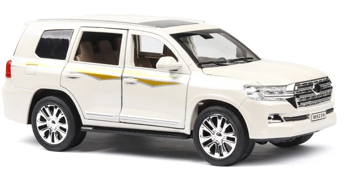 1:24 TOYOTA LAND CRUISER PRADO металлическая модель автомобиля с откидной спинкой для детей подарки на день рождения игрушки - Цвет: White Without Box