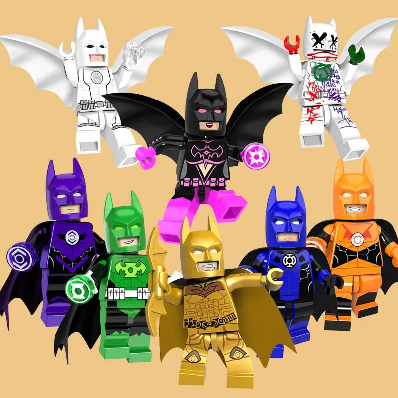 

CZHY 8pcs/lot Super Heroes Star Sapphire Gold Batman Indigo Tribe Batman Bricks Building Blocks Children Gift Toys PG8076