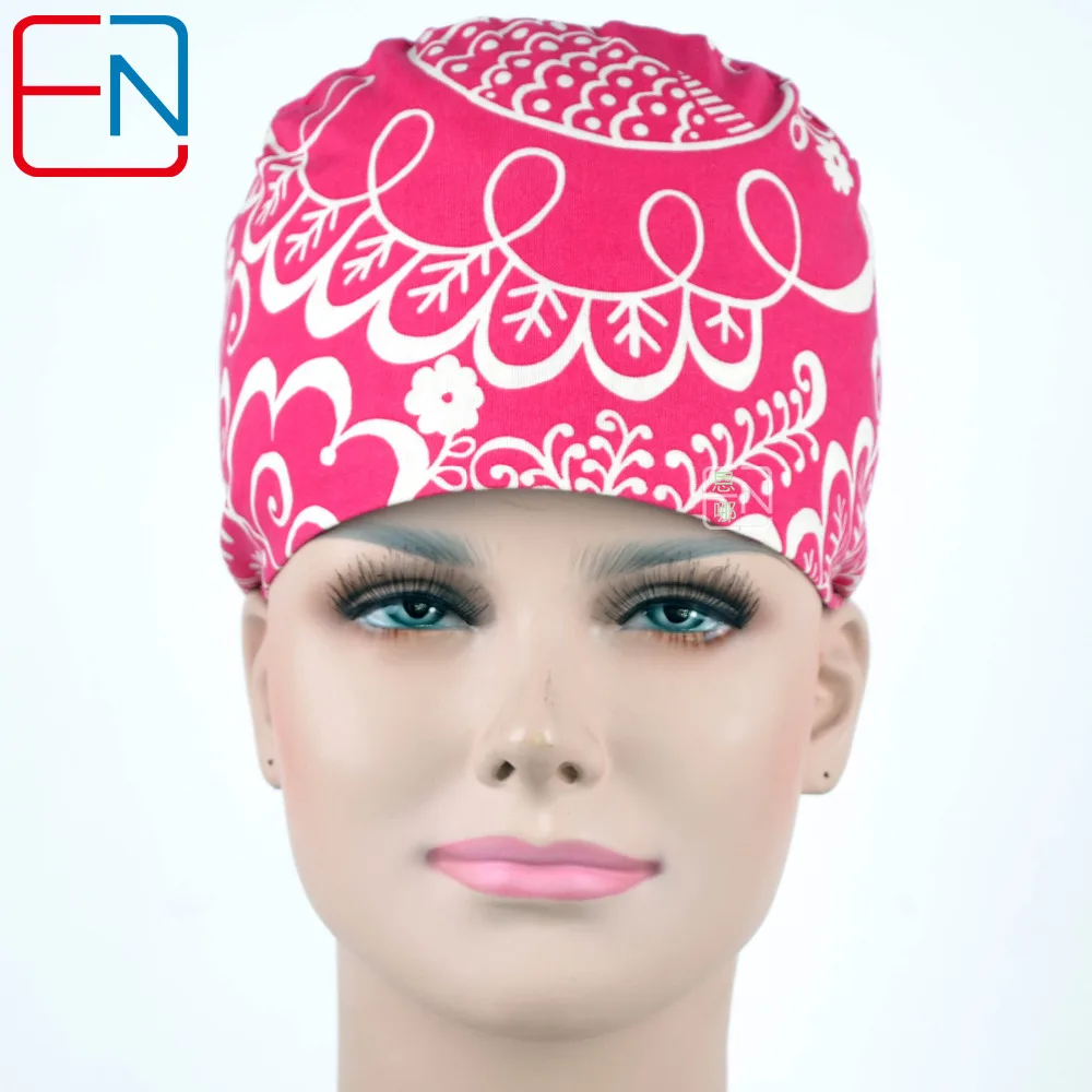 

Hennar Medical Accessories Caps For Women 2019 Hospital Surgical Cap Women 100% Cotton Printed Medical Clinic Caps Adjustable