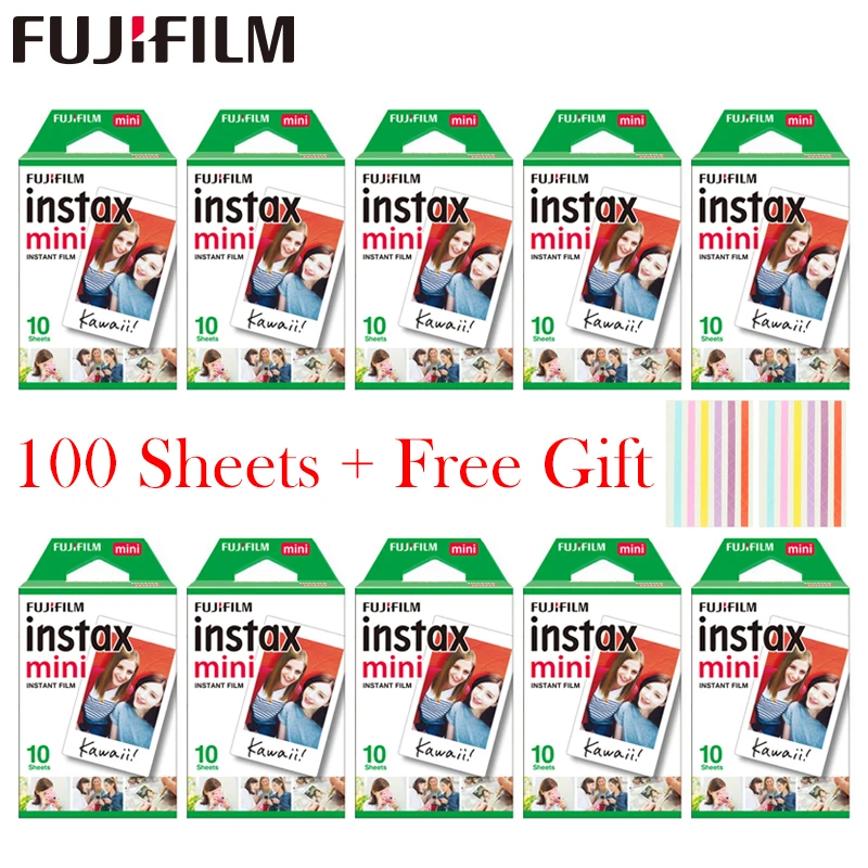 20-100 hojas Fujifilm Instax Mini película blanca papel fotográfico instantáneo para Instax Mini 8 9 7 s 9 70 25 50 S 90 Cámara SP-1 2 Cámara