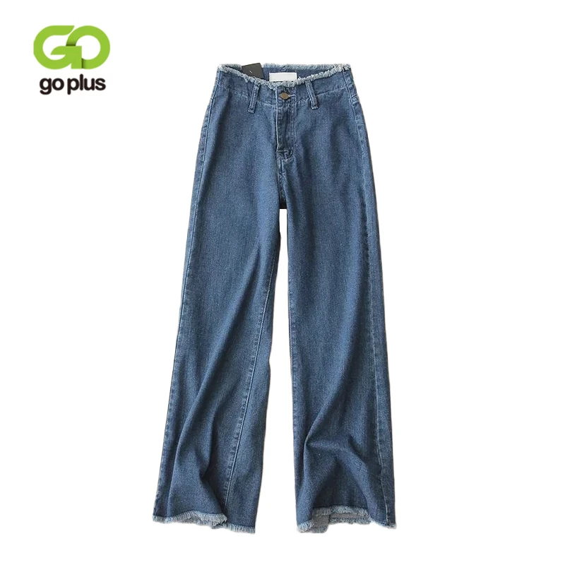 GOPLUS Винтаж Широкие штаны джинсы свободные синий Высокая Талия джинсовые штаны 2019 длинные джинсы для Для женщин повседневные Femme снизу
