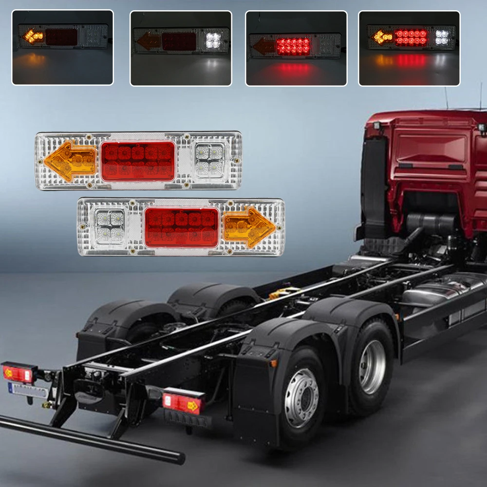1Pair 12V Car Truck Trailer Rear Light Indicator Reverse Van Car Truck Taillight LED Stop Rear Tail Brake Lights Lamps (12)