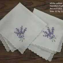 Набор из 12 женские носовые платки 12-дюймовые белые хлопковые Свадебные Hankies гребешок цвет Вышивка Винтаж Hanky для женщин/невесты