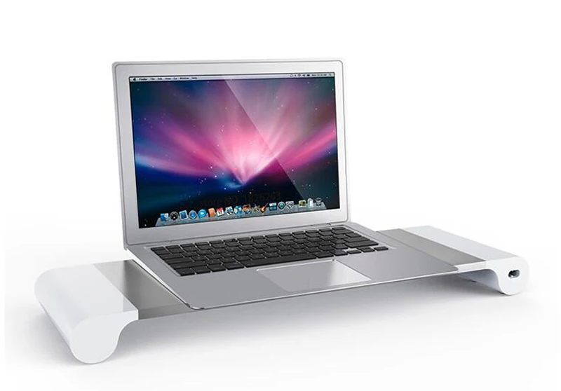  Aluminum Desktop Monitor Notebook Laptop Stand Space Bar Non-slip Desk Riser with 4-ports USB charg