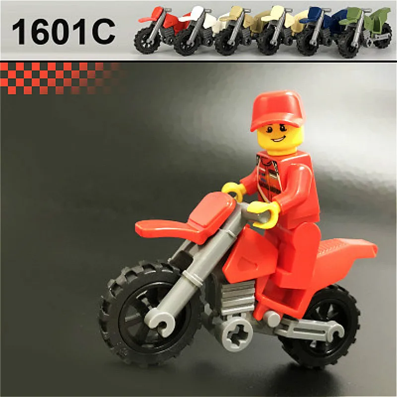 

Yellow White Motorcycle Racing Two Model Six Colors Building Blocks Compatible Legoed City Figures Trucks Bricks Children Toys