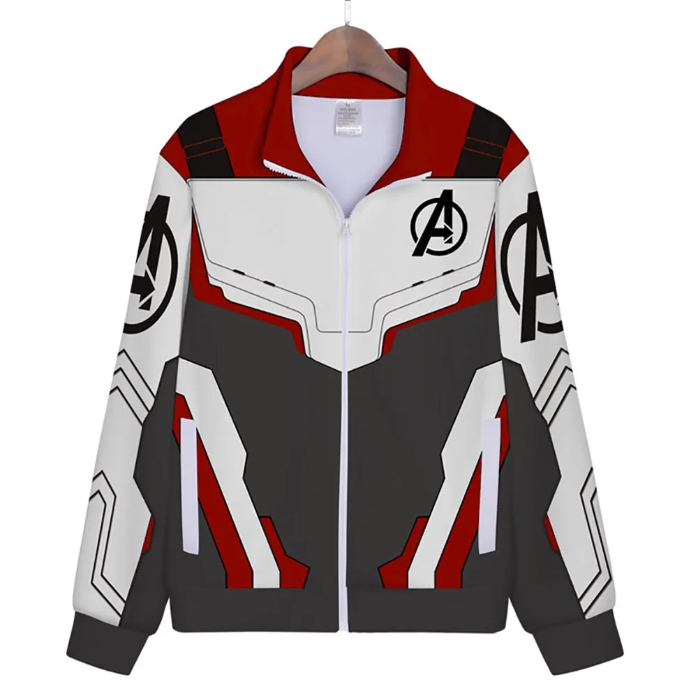 Avengers Endgame Quantum Realm Jacket T-Shirt Cosplay Adult Zip-up Jacket Without Hood Advanced Sweatshirt Avengers Uniform