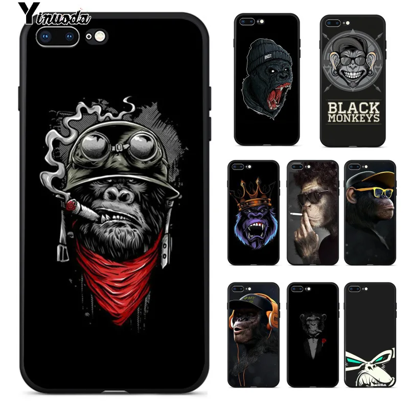 Модный Красочный чехол Yinuoda с изображением животных черной гориллы для iPhone 8 7 6 6S