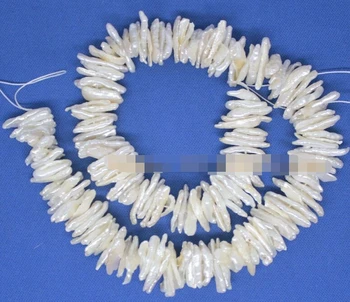 

wan 00499 12mm-18mm natural white baroque biwa pearl loose beads 15inches for jewelry